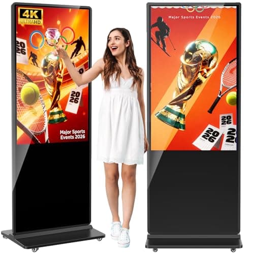 YCKJNB 55 inch Indoor Digital Signage 4K Touchscreen,CMS Software,IPS Floor Standing Digital Kiosks Interactive Displays with WiFi HDMI/USB Input Auto AD Player, Android OS Black - Image 1