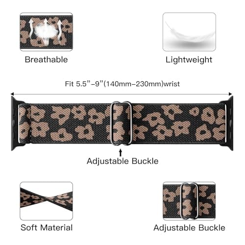MITEV 6 Pack Stretchy Solo Loop Compatible with Apple Watch Band 38mm 40mm 41mm 42mm 44mm 46mm 45mm 49mm Women,Soft Nylon Elastic Braided Strap Wristband for iWatch Series 11 10 9 8 7 6 5 4 3 Ultra/SE - Thumbnail 4