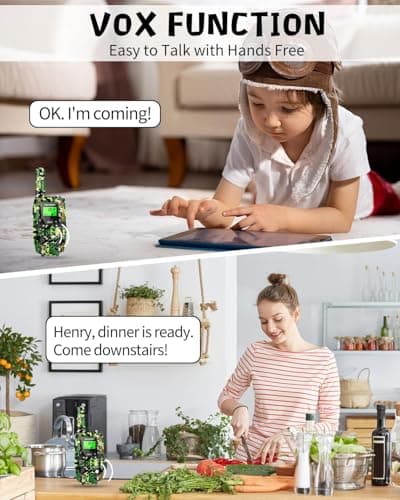 FAYOGOO 2 Pack Walkie Talkies for Kids Long Range 4 Miles,Kids Walkie Talkies with Flashlight, Christmas Birthday Toys Gifts Ideas Present for 3-12 Year Old Boys Girls (Green) - Thumbnail 2