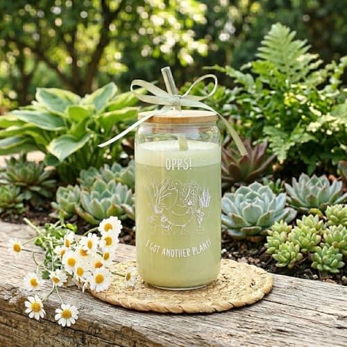 KORHONEN Plant Lover Gift for Women, Gardening Glass Cup Tumbler with Lid and Straw, Coffee Mug Present for Mom, Garden Lover, Gardener for Birthday Christmas 16oz - Thumbnail 3