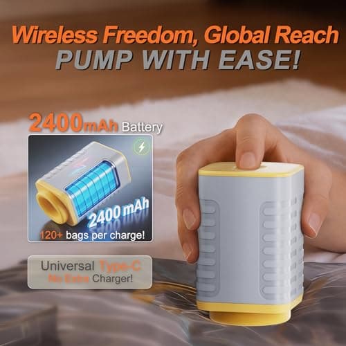 20-Pack Vacuum Bags for Travel with Wireless Rechargeable Pump, Carry-on Size Compression Packing Bags for Luggage & Suitcase, Space Saver for Clothes & Clothing, 20 Combo Travel Size, Fast 3S Vacuum - Thumbnail 4