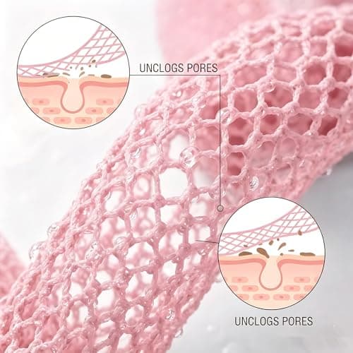 DOCKOMO African Net Sponge - 40-Inch Long Exfoliating Body Scrubber for Shower - Fast-Drying Nylon Mesh Wash Net & Sapo Sponge for Back Scrubbing & Smoother Skin (Pink Stripe) - Thumbnail 5