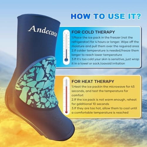 Andecoco Ankle Ice Pack Wrap Reusable Foot Ice Pack Compression Freeze Sleeve for Ankle Sprain, Plantar Fasciitis, Achilles Tendonitis - Thumbnail 6