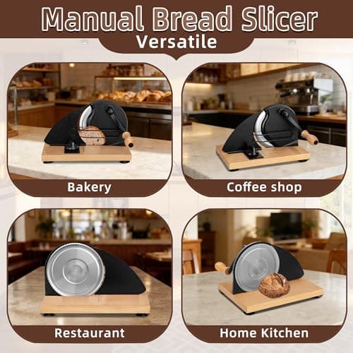 Manual Bread Slicer for Homemade Sourdough Bread Adjustable Thickness Bread Cutter with Hand Crank, Slicing Guide, Scale Line, Stainless Steel Blade & Suction Cups, for Perfect Even Slices (Black) - Thumbnail 5