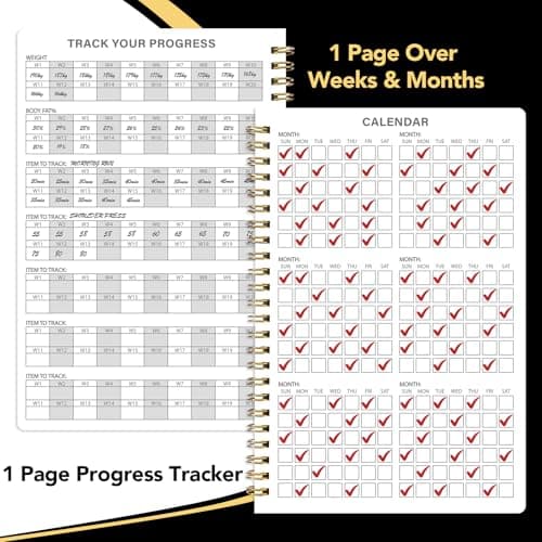 Thboxes Workout & Fitness Journal for Woman Man，8.5" x 6" Daily Exercise Log Notebook Personal Health Meal Planner for Weight Loss Gym Muscle Gain Workout Notepad Essentials Wellness Log, Black - Thumbnail 5