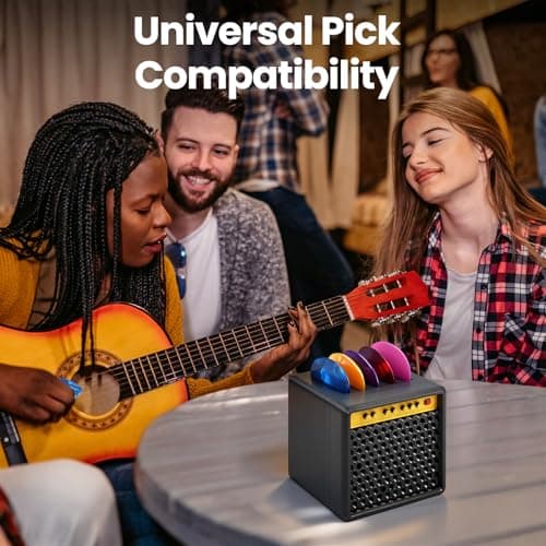 Bangzi Guitar Pick Storage Box,Guitar Picks Holder Box for Musicians and Collectors,Guitar Pick Display Holder,Mini Speaker Amp Design with 5 Premium Celluloid Picks,Gift for Guitar Players - Thumbnail 6