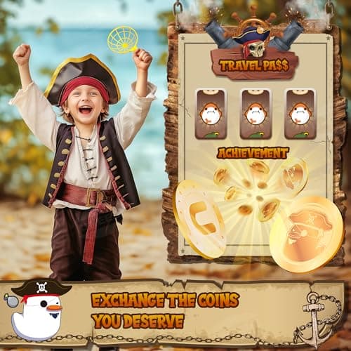 UNEEDE Pirate Bounce and Catch Game, Pop Up Pirate Toy with Shark, Bomb, and Poop Launchers, Interactive Board Game for Kids with Reward System, Perfect for Boys & Girls - Thumbnail 2