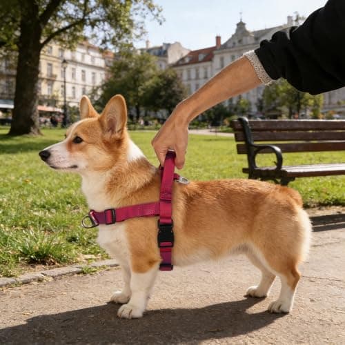 Annchwool No Pull Dog Harness with Front Clip and Easy Control Handle-Belly & Chest Adjustable Dog Harness and Leash Set for Medium Large Dogs-Heavy Duty Vest Harnesses Easy for Walking(Red,L) - Thumbnail 5