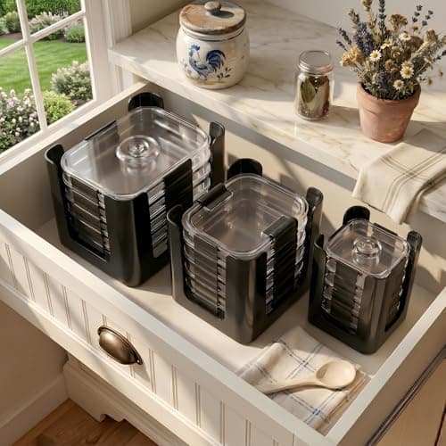 Black 3 Pack Food Container Lid Organizer for Rubbermaid Brilliance - Thumbnail 2
