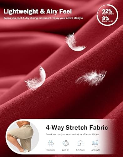 Men's Casual Shorts 7"/ 9" Lightweight 4 Pockets Stretch Quick-Dry Summer Shorts for Golf Work Hiking Trips (9", Red, XL) - Thumbnail 5