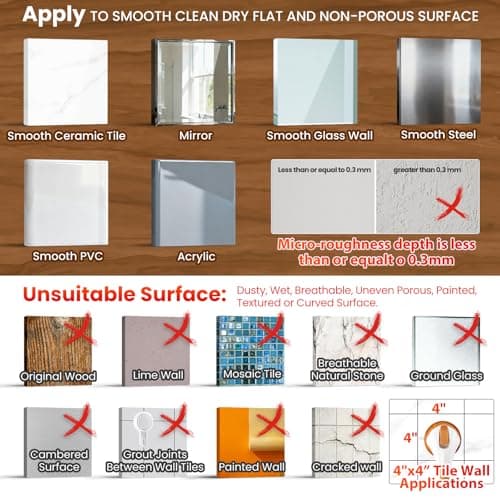 TAILI Shower Grab Bar, 12 Inch Shower Handle for Bathtubs and Elderly, Suction Grab Bars for Seniors Bathroom Safety Handles for Elderly, No Drilling Removable,Wood Grain - Thumbnail 6