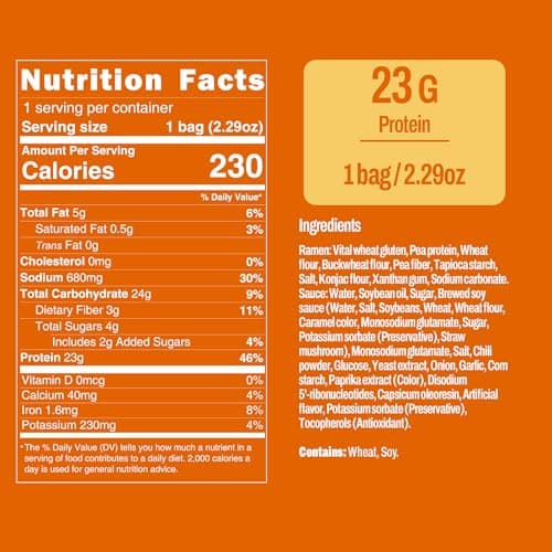 KONJOY High Protein Ramen Noodles - Hot Spicy Chicken Flavor, 23g Plant Based Protein, Low Fat & Non Fried, Non-GMO, Vegan Instant Noodles, 5 Pack - Thumbnail 2