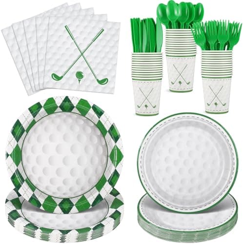 NatNarr 175 Pcs Golf Birthday Party Decorations Include 25 Guest Golf Plates and Napkins Disposable Sports Dinnerware Set Golfs Party Supplies for Master Party, Kids Adult Birthday, Baby Shower - Image 1