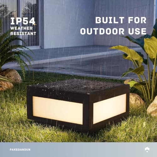 PAKEDANDUN Solar Post Lights Outdoor, 9.84" Solar Pillar Lights Outdoor, IP54 Waterproof Column Light Outside with E26 Bulb, 3000K LED Post Lamp Dusk to Dawn, Modern Pillar Light for Patio Garden - Thumbnail 3