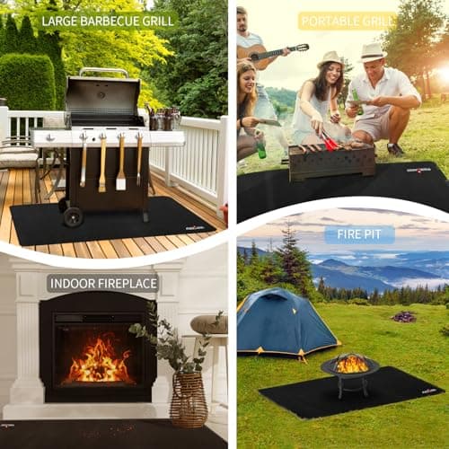 RERAMDO 48 X 30 Inch Under Grill Mats for Outdoor Grill, Double-Sided Fireproof/Waterproof/Oil-Proof Grill Pad, BBQ Matt for Under Grill, Indoor Fireplace/Fire Pit Mat, Deck and Patio Protector Mat - Thumbnail 6