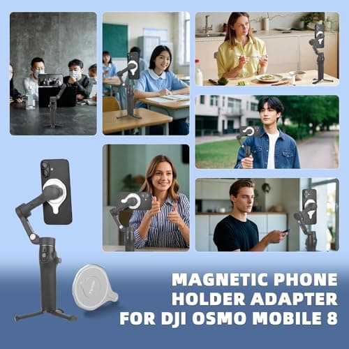 Flymile Magnetic Phone Holder Adapter for DJI Osmo Mobile 8/7/7P/6/5/4/SE, for MagSafe Quick-Release Mount Compatible with iPhones 17/16/15/14/13/12 Series for Gimbal Stabilize Accessories - Thumbnail 5
