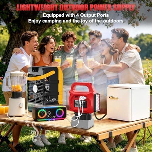 250W Power Inverter Compatible for Milwaukee 18V Battery, DC 20V to AC 110V Portable Power Station with 30W LED Work Light, 1 AC Outlet, 1 Type-C, 2 USB Ports, for Camping, Emergency Use(No Battery) - Thumbnail 3