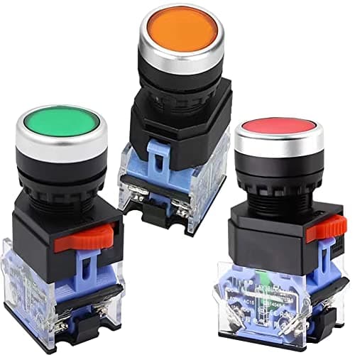 22mm Momentary Push Button Switch Red Green Yellow Start Stop Button Switch 1NO 1NC SPST Industrial Control Switch for Machinery Panel Car Boat RV - Thumbnail 5