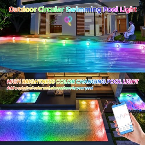 AHAWILL 100FT RGB Swimming Pool Lights for Inground & Above Ground Pools,IP68 Waterproof,Plug-in 16 Shell Pool LED String Lights,Remote/APP Control,16M Colors,DIY Timer,44 Dynamic Modes for Pool Decor - Thumbnail 2