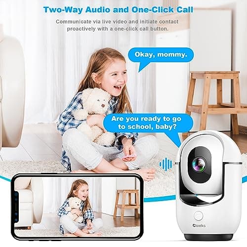 Cloarks 2K Pan/Tilt Security Camera, WiFi Indoor Cameras for Home Security with AI Motion Detection, Pet/Dog/Baby Camera with Phone App, 2-Way Audio, 24/7, Siren, TF/Cloud Storage - Thumbnail 6