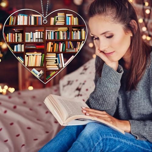 Book Ornament, Books Ornaments for Christmas Tree, Acrylic Heart Ornament for Booklovers, Bookworm, Librarian, Bookclub, Reading - Book Lover Gifts for Women - Thumbnail 3