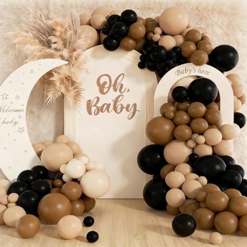 160Pcs Black Brown Nude Balloon Garland Arch Kit Dark Brown Nude Tan Black Balloons for Boy First Rodeo Wild West Country Birthday Farm Fiesta Party Decorations - Thumbnail 4