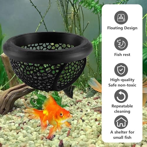 Ptazucv Floating Betta Hammock & Shrimp Shelter – 3D Printed Aquarium Decor with Feeding Ring, Safe Resting Spot for Betta Fish, Shrimp and Small Fish（Black） - Thumbnail 6