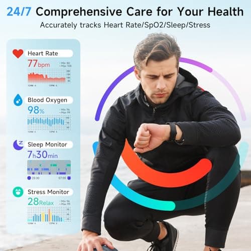 Smart Watches for Men Women, Alexa Built-in, 1.8" Smartwatch with Heart Rate/SpO2/Sleep/Stress, IP68 Waterproof Fitness Tracker with Bluetooth Call (Answer/Make), 101+ Sports Modes, for Android iPhone - Thumbnail 3