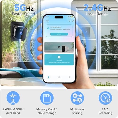 4K Window Security Camera for Home: 2.4GHz&5GHz WiFi Window Camera with Dual-Light Color Night Vision - Indoor Window Cam with Motion Detection for Home Security - with 2 Multiple Angles Window Mounts - Thumbnail 3