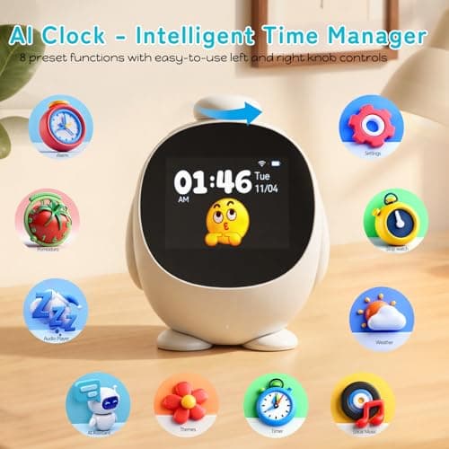 JAHUYU Smart Alarm Clock for Kids with AI Voice & Time Management, Sleep Trainer with 12 White Noise Sounds, Ok to Wake Night Light, Toddler Clock for Bedroom, Fun Educational Children Gift - Thumbnail 2