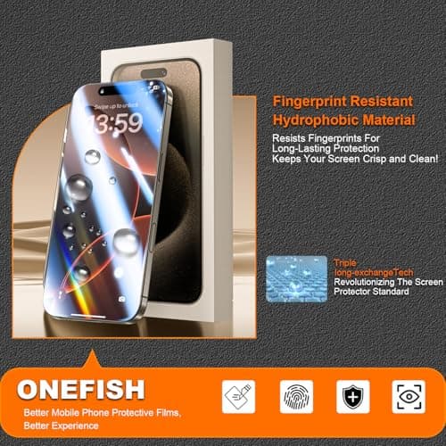 OneFish for iPhone 15 Plus 6.7 inch Tempered Glass Screen Protector 2 Pack Auto Dust-Elimination Easy Installation HD Clear Screen Protector - Thumbnail 4