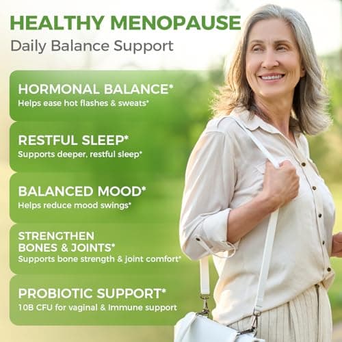 GREENPEOPLE Menopause Supplements for Women - Black Cohosh & Ashwagandha for Hot Flashes, Night Sweats, Mood Swings, Hormonal Balance Support,10 Billion CFU Probiotic - 120 Capsules Vegan Gluten-Free - Thumbnail 2