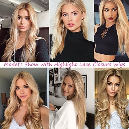 Upgrade - 13*4 Lace Front Straight Wigs for Women,Brown Roots mixed Golden brown and blonde,Glueless Ombre Highlights Blonde Lace Frontal Human Hair Wig with HD Lace ,Pre Plucked with Natural Hairline - Thumbnail 3