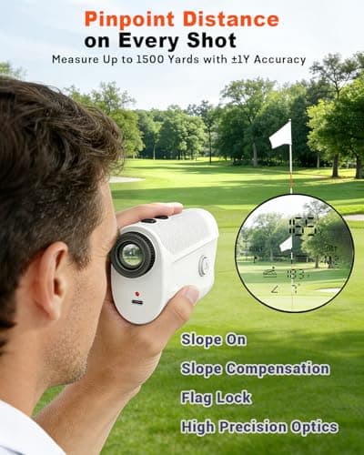 Golf Rangefinder with Slope - 1500 Yard Laser Range Finder for Golfing & Hunting, High-Precision Flag Locking Vibration, 7X Magnification, USB-C Rechargeable, Built-in Magnetic Strip - Thumbnail 3