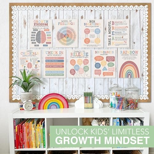 Hadley Designs 9 Mental Health Posters for Classroom - School Counselor Office Must Haves, Mental Health Therapy Office Decor, Growth Mindset Posters, Wheel of Feelings Chart, Boho Classroom Decor - Thumbnail 5