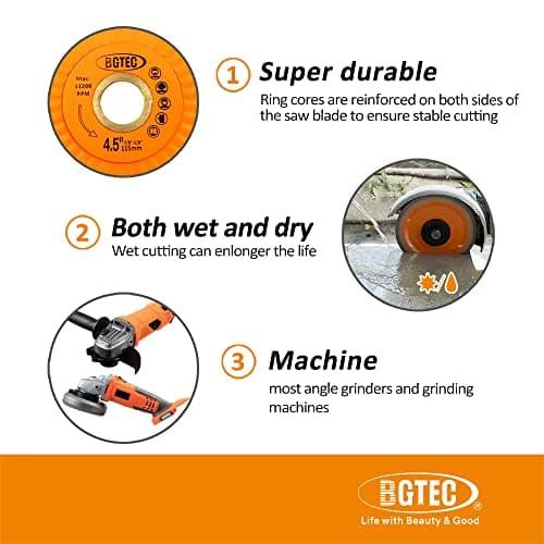 BGTEC Diamond Porcelain Saw Blades, 4 Inch/105MM Super-Thin Mesh Rim Diamond Cutting Disc with 7/8"-5/8" Arbor for Granite Tile Marble Ceramic Sandstone - Thumbnail 5