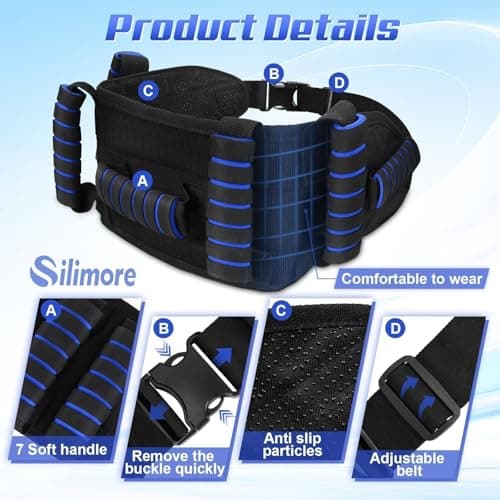 Silimore Gait Belt for Seniors with Handles, Gate Belts Medical with Quick Release Latch - Elderly Physical Therapy Transfer Belt for Lifting Seniors,Patients,Disabled(Blue) - Thumbnail 3