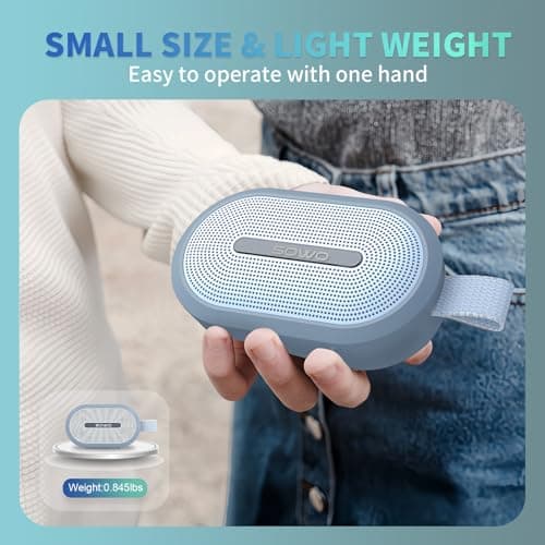 SOWO Wireless Portable Small Speaker, Ultra Magnetic Bluetooth Speaker for Golf Cart, Coverless IP67 Waterproof, 24 H Playtime, Pro Sound, Clip Hanging Design for Outdoor, Indoor - Blue - Thumbnail 3