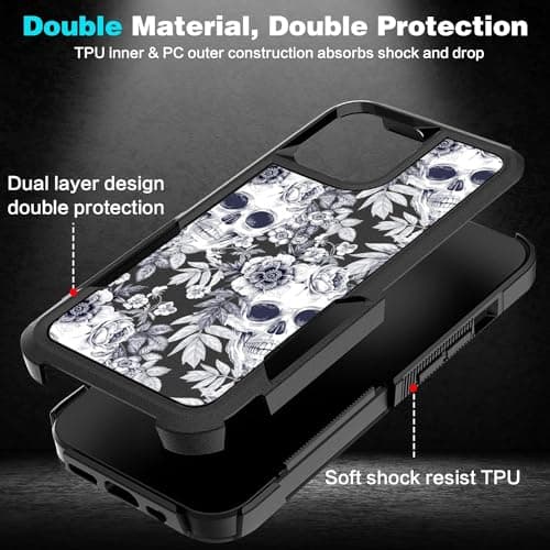 LOQUPE Designed for iPhone 11 pro Case, Heavy-Duty Tough Rugged Lightweight Slim Shockproof Protective Case for iPhone 11 pro 5.8 Inch,Women Girls,Cute Skull - Thumbnail 6