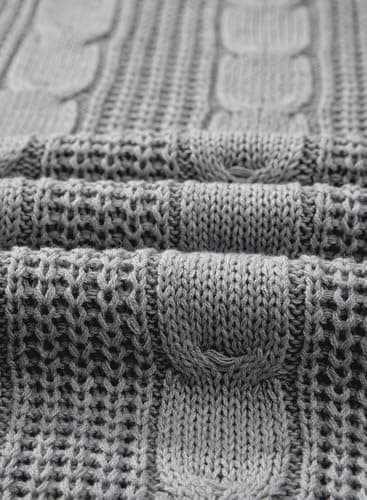 Dokotoo Women Tank Tops Round Neck Cap Sleeve Color Block Cable Knit Womens Tops Womens Tank Tops Sweaters for Women Trendy Gray Large - Thumbnail 5