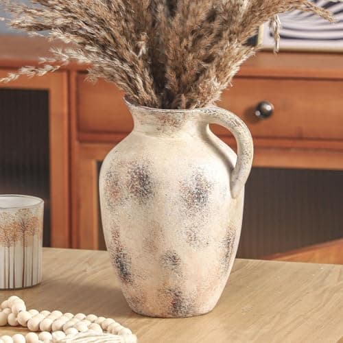 Vintage Pitcher Vase, 9.7 inch Handcrafted Decorative Ceramic Vase for Home, Dining Table, Bathroom, or Bookshelf Accents - Image 1
