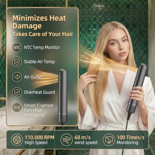 3 in 1 Hot Hair Air Styler Wrap Set, Dual‑Direction Air Curler Fast Drying Hair Dryer Brush with 8M Negative Ions All‑in‑One Styling Tool for Curling, Straightening & Volumizing Home Travel Salon - Thumbnail 6
