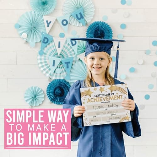 Premium Real Gold Foil Classroom Award Certificates for Students -25 Certificate of Achievement Awards, Certificate Paper, Preschool Graduation Certificates, Kindergarten Diploma, Star Student Honors - Thumbnail 5