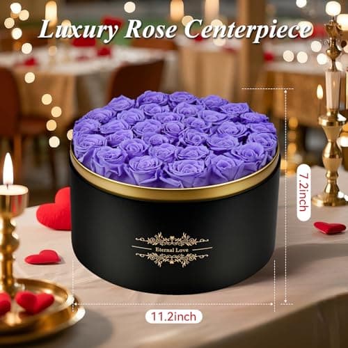 Jibeufi 33 Preserved Flowers Roses Forever in a Box Gifts for Her Delivery Prime Birthday, Anniversary, for Women, Mom, Girl Friend (Purple) - Thumbnail 5