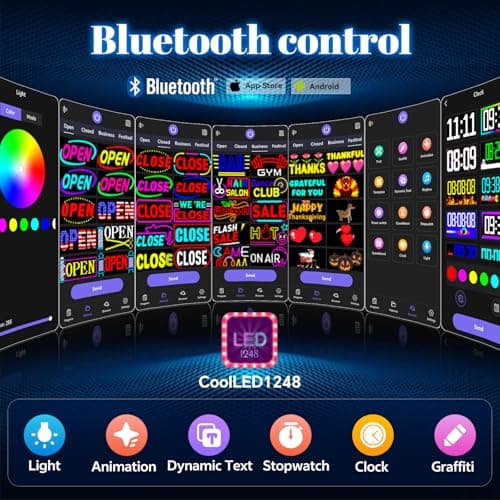 Programmable LED Open Signs,Multiple Open Dynamic and Static Effects,App Control, for Business Window Glass Cafes Bar - Thumbnail 4