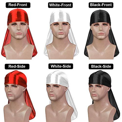 3PCS Silky Durag with Double Sided Brush Packs for Men Waves, Satin Doo Rag for 360 540 720 Waves, Award 1 Wave Cap - Thumbnail 5