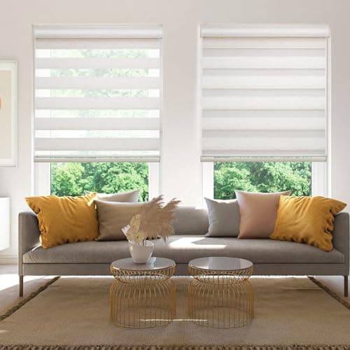Changshade Cordless Zebra Blinds for Windows, Modern Dual Layer Zebra Blinds with Light Filtering & Privacy Control,Easy Install Zebra Blinds for Indoor Windows,（31" W×72" H,Beige） - Image 1