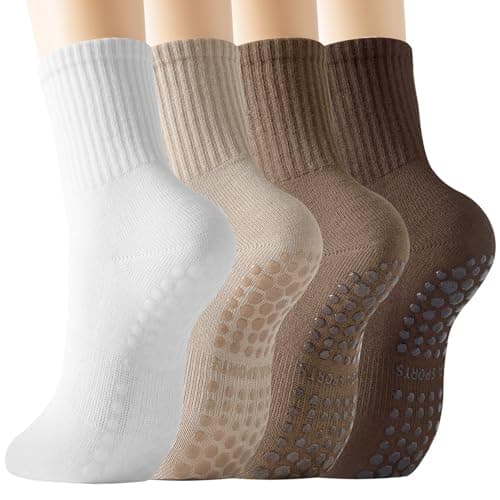 BISOUSOX Pilates Socks with Grips for Women, Anti Slip Grippy Yoga Barre Socks, Full Sole Sticky Reformer Workout Sock - Image 1