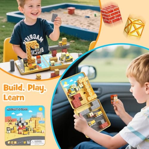 MEIQ 49PCS Mini Magnetic Building Blocks for Kids Ages 3-8 | STEM Educational Travel Toys with Portable Iron Storage Box | Construction Learning Gift for Toddlers, Boys & Girls - Thumbnail 2