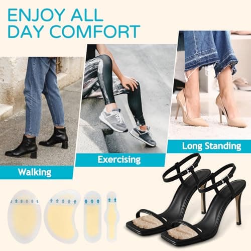 Niifawh Ball of Foot Cushions 2 Pairs, Metatarsal Pads for Women, Heel Cushion Inserts, No Slip Heel Grips Liners Pads and 4 ct Gel Blister Bandages Pads for Reduce Heel, Toe & Foot Pain - Thumbnail 4